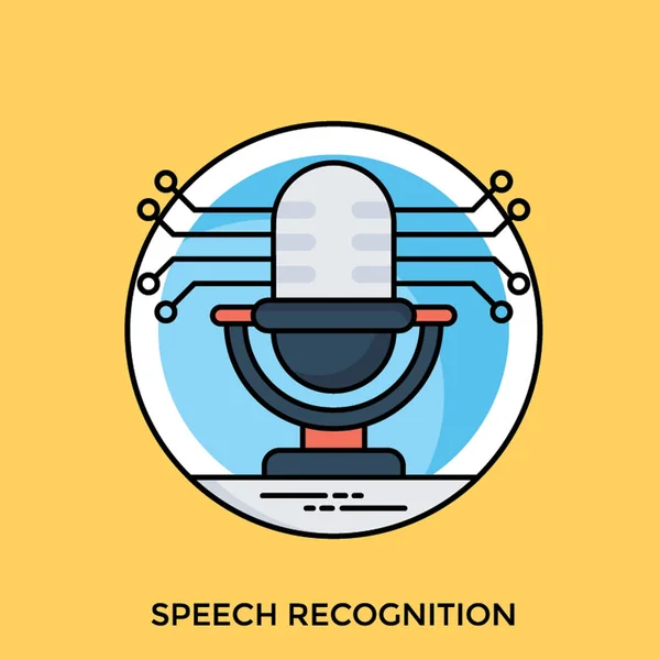 Mikrofon Dengan Gelombang Suara Yang Menggambarkan Ikon Pengenalan Suara - Stok Vektor