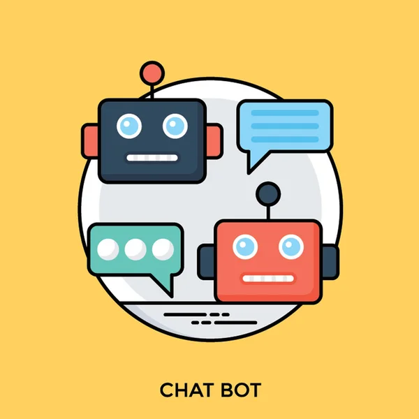 Ikon Vektor Datar Bot Obrolan Entitas Percakapan Buatan - Stok Vektor