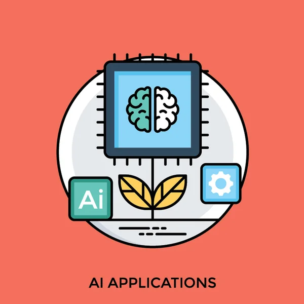 Futuristické Umělé Inteligence Aplikace Mechanismus Technologie Plochých Vektorový Obrázek — Stockový vektor