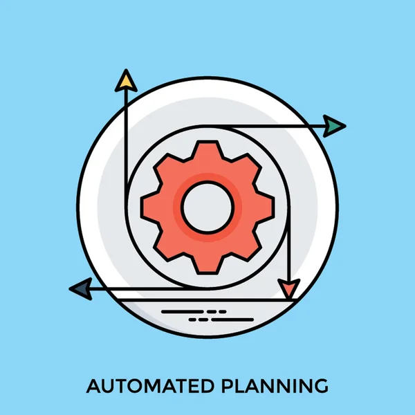 Flache Icon Gestaltung Des Automatisierten Lösungsdiagramms — Stockvektor