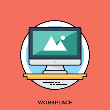 Görünümü çalışma alanı simgesi için toplamak için bir tablosundaki yerleştirilen bir masaüstü ekran 