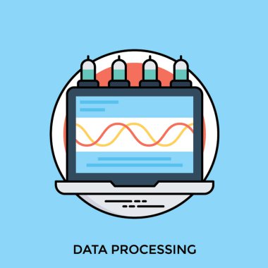 Dizüstü ekran veri işleme simgesini digitizing edge ve veri enine dalgalar, ampuller ile  
