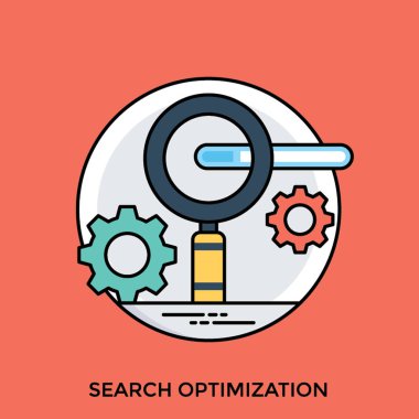 Dişliler, yükleme çubuğu ve el lens simgeleyen bir simge arama optimizasyonu 