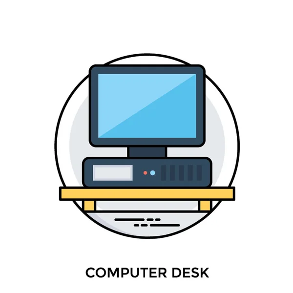 Personal Computer Horizontal Central Processing Unit Desk Denotation Computer Icon — Stock Vector