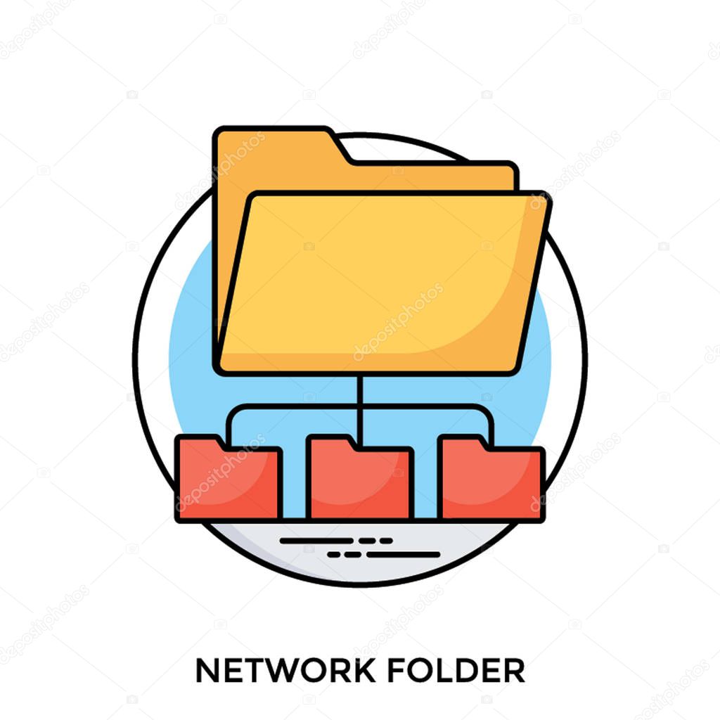 Files folder in symmetry of a network denoting network folder icon 