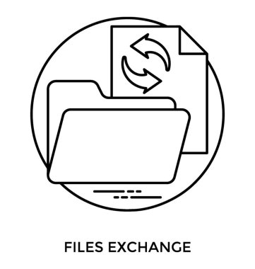 Dosya değişimi için bir simge bildiren kağıdına eşitleme oklar ve bir klasör bir yana, 