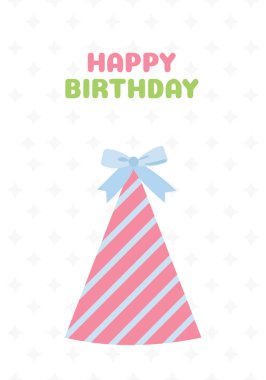 Doğum günü tebrik üstünde o ile düz beyaz kartı şirin Doğum günü şapkası 