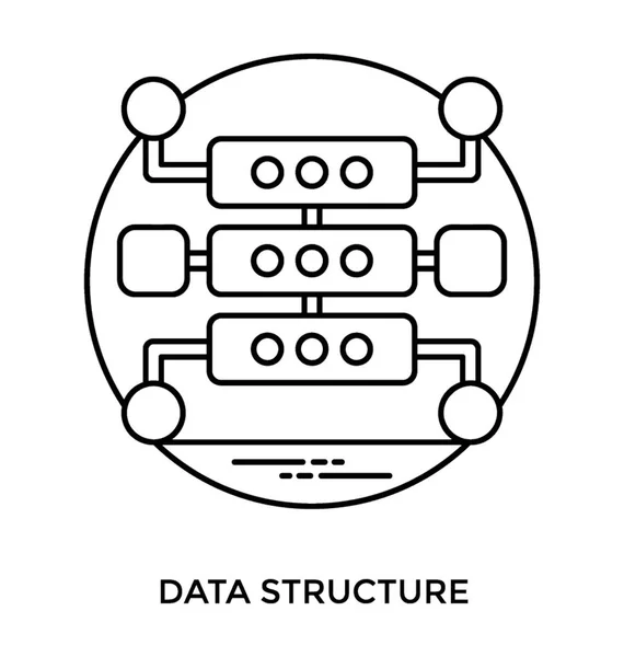 Veri Depolama Donanım Aygıtları Veri Yapısı Simgesi Vitrine Düğümlerle — Stok Vektör
