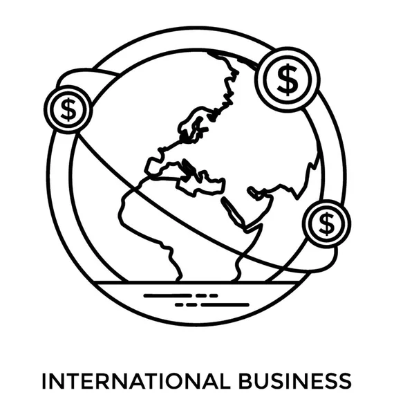 Dollar Munten Rond Een Wereldbol Pictogram Voor Internationale Bedrijven Maken — Stockvector