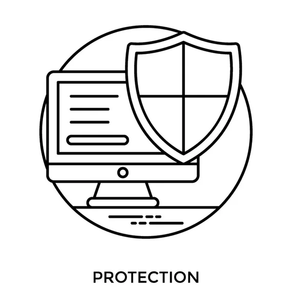 Computer Monitor Protective Shield Manifestation Protection Icon — Stock Vector