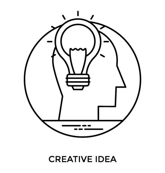 Pensamento Cerebral Lâmpada Acesa Lugar Cérebro Conceito Ideia Criativa — Vetor de Stock