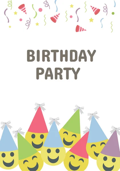 Beautifully Designed Birthday Card Emoticons Birthday Caps All Card Birthday — Stock Vector