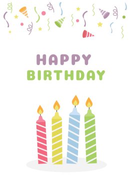 Doğum günü kartı Doğum günü tebrik kartı mumlar yanan renkli 
