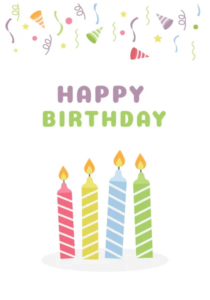 Colorful Burning Candles Card Birthday Greeting Birthday Card — Stock Vector