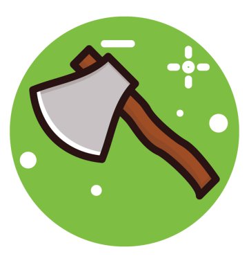 Uzun ahşap sapı ve kesme ve kereste bölmek için kafasına keskin bıçak aracıyla balta denilen 