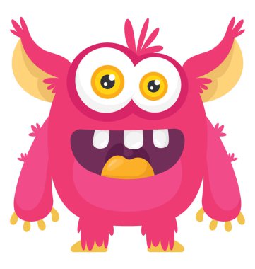 Yaramaz gülmek ve büyük kulakları ile pembe renkte bir canavar canavar pembe 