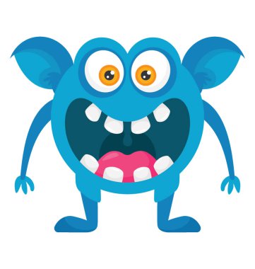 Tam excirtment characterzng çılgın canavar bir opem ağız öfkeli canavar 