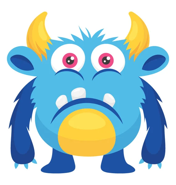 Monster Sad Face Horns Having Fat Body Sad Monster — Stock Vector