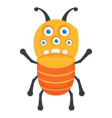 Karınca şeklinde kafa ve birden çok gözler, karınca canavar antenler sahip bir canavar 