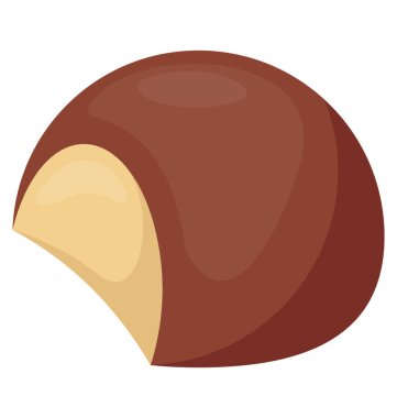 Karamel ve koyu çikolata topu ile alınan ısırık 