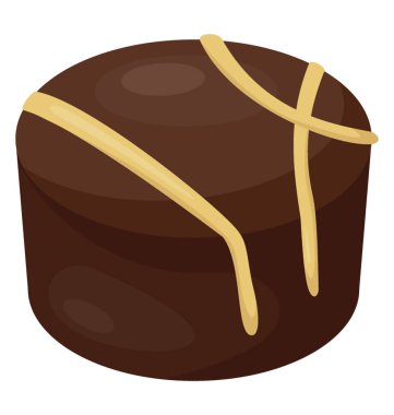 Bir pişmiş lezzetli çikolata tatlı, çikolatalı brownie düz simge vektör 