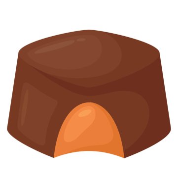 Karamel ve koyu çikolata topu ile alınan ısırık 