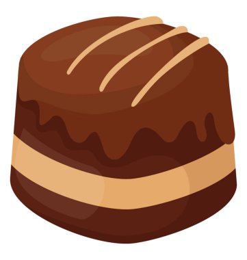 Bir pişmiş lezzetli çikolata tatlı, çikolatalı brownie düz simge vektör 