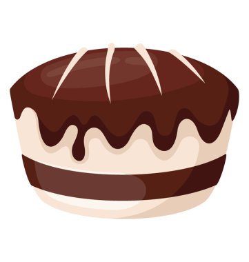 Bir pişmiş lezzetli çikolata tatlı, çikolatalı brownie düz simge vektör 