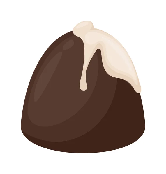 Flat Ikonen Grafik Mörk Choklad Godis Täckt Med Vit Chokladsås — Stock vektor