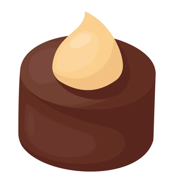 Geassorteerde Donkere Chocolade Praline Toffee Platte Pictogram Ontwerp — Stockvector