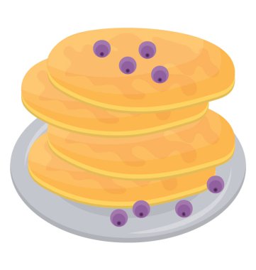 Bir yığın krep içinde yaban mersini ile servis tabağı