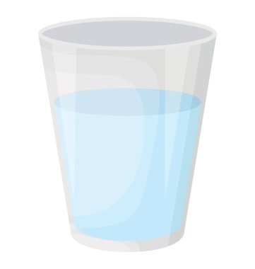 Saydam bir cam su, düz simge vektör için 