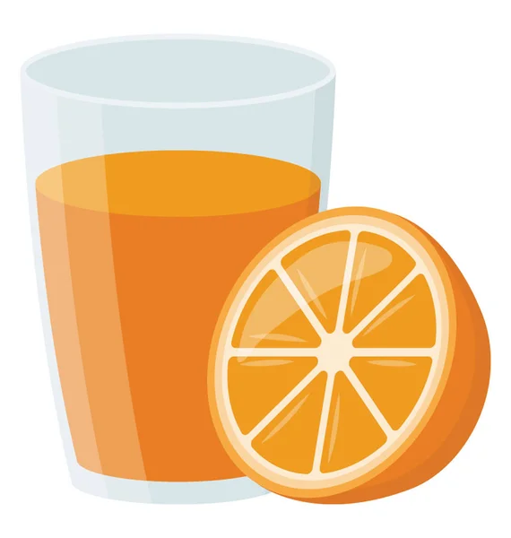 Glas Frischer Orangensaft Mit Halber Orange — Stockvektor