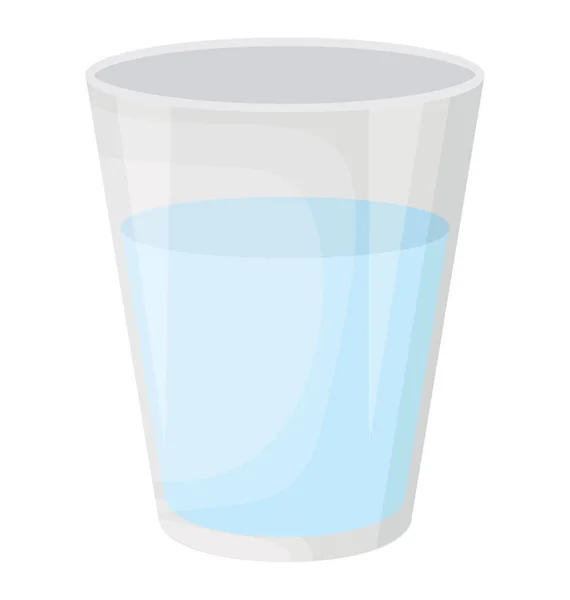 Ein Transparentes Glas Wasser Flacher Symbolvektor — Stockvektor