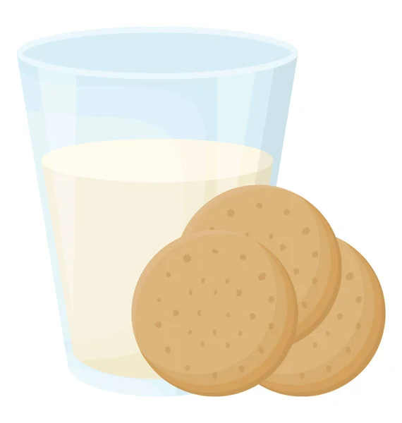 一杯牛奶 全麦饼干 — 图库矢量图片