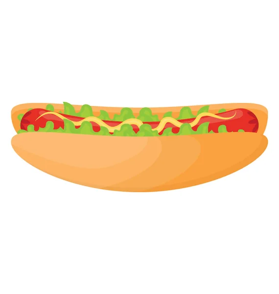 Hog Hond Sandwich Met Ketchup Mosterd Saus — Stockvector