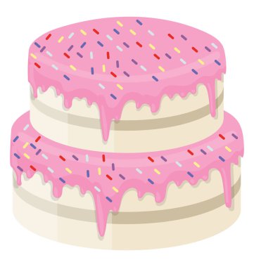 Çift katmanlı ayran pastayla gökkuşağı renkli konfeti buzlanma 