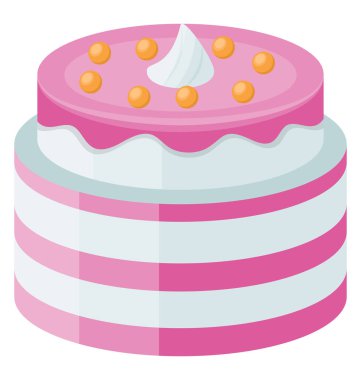 Krem ve çilek katman kek simge vektör 