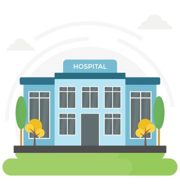 Bir hastane, düz simgesi tasarım modern mimari 