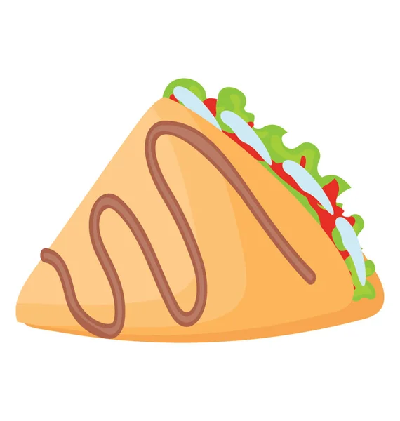 Traditionella Mexikanska Tacos Med Kött Och Grönsaker — Stock vektor