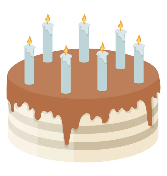 Ciasto Polewy Czekoladowe Świece Górnej Ikony Ciasto Urodzinowe — Wektor stockowy