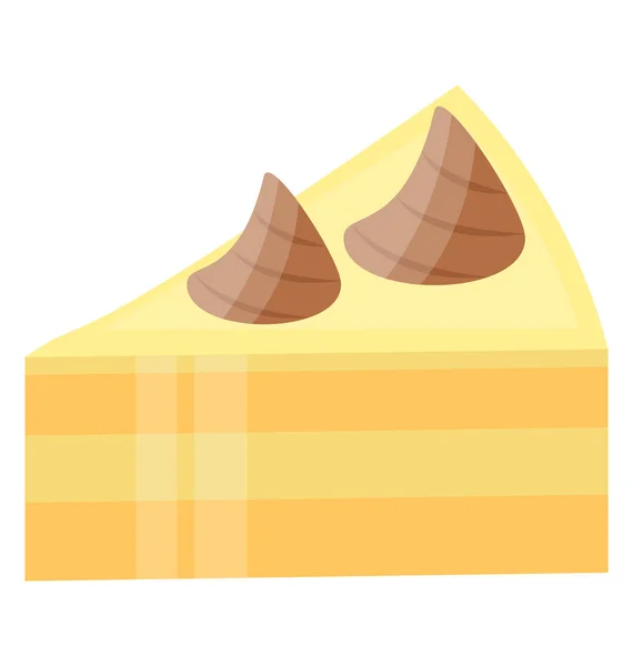 Ikon Vektor Presentera Cheesecake Skiva Med Choklad Glasyr — Stock vektor