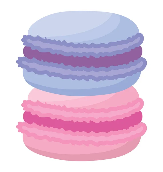 Macaron 或玛卡龙在美丽的颜色 平面图标矢量 — 图库矢量图片
