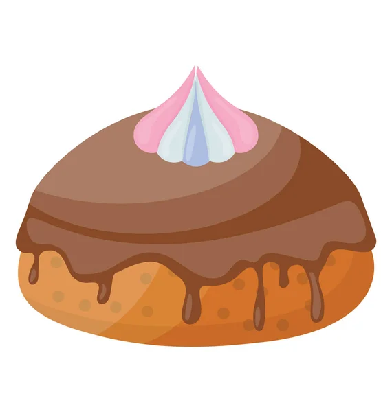 意大利甜海绵蛋糕 Cassata 与滴水巧克力和冰填充中心 — 图库矢量图片