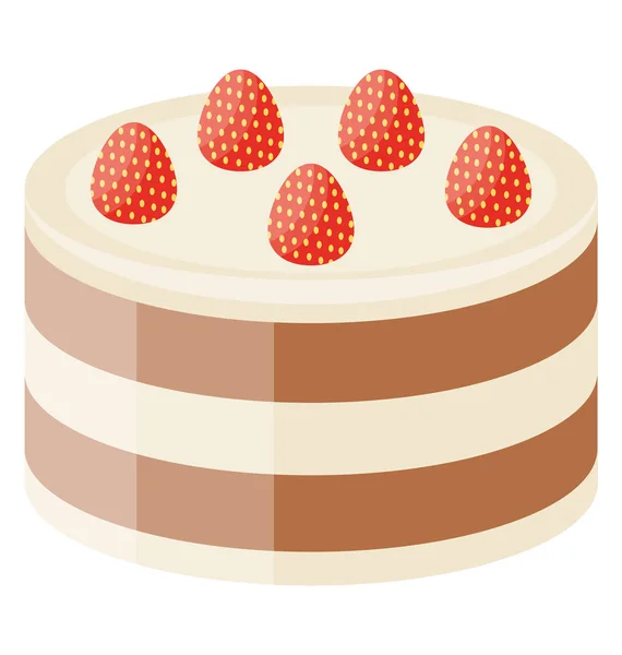 Vanilya Çikolata Katmanları Kek Çilek Dobos Torte Simgesi Ile Buzlu — Stok Vektör