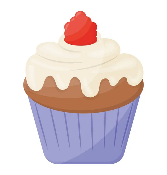 Helado Helado Cupcake Con Cobertura Cereza — Vector de stock