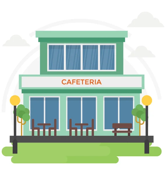 现代城市咖啡馆建筑门面的图标概念 — 图库矢量图片