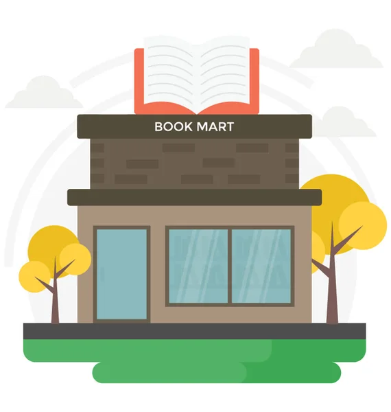 Edificio Educativo Diseño Iconos Planos Biblioteca — Vector de stock