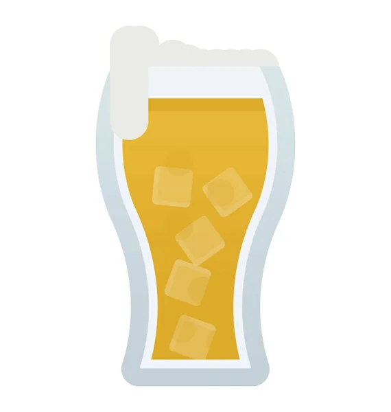 Verre Contenant Une Boisson Avec Des Glaçons Qui Représentent Bière — Image vectorielle