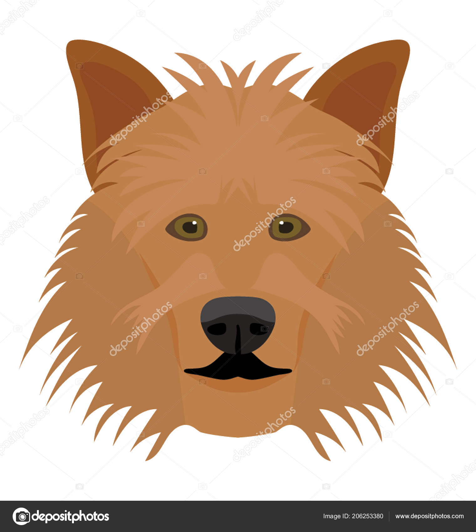 一只毛茸茸的棕色狗小耳朵描绘兰比牧羊犬图库矢量图©vectorsmarket 206253380, image size:1520x1700